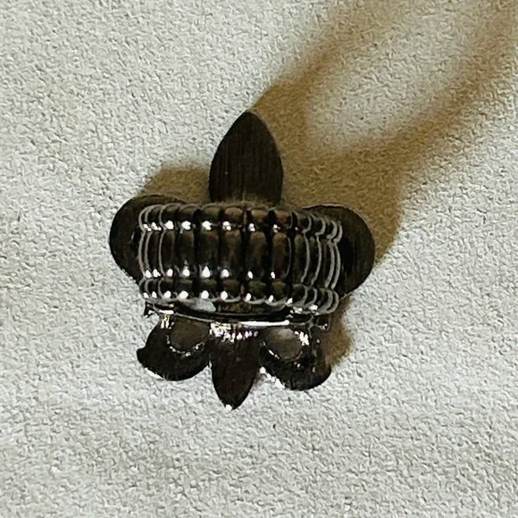 💍Cobalt Fleur-de-Lis Ring with Crystals One Size NWOT - Picture 6 of 7